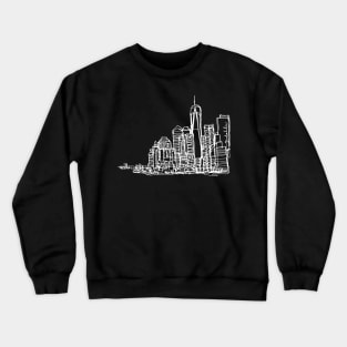 New York City Skyline (A Continuous Line Drawing in White Ink) Crewneck Sweatshirt